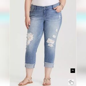 Crop Boyfriend Jean - Vintage Stretch Light Wash- Sz 20
